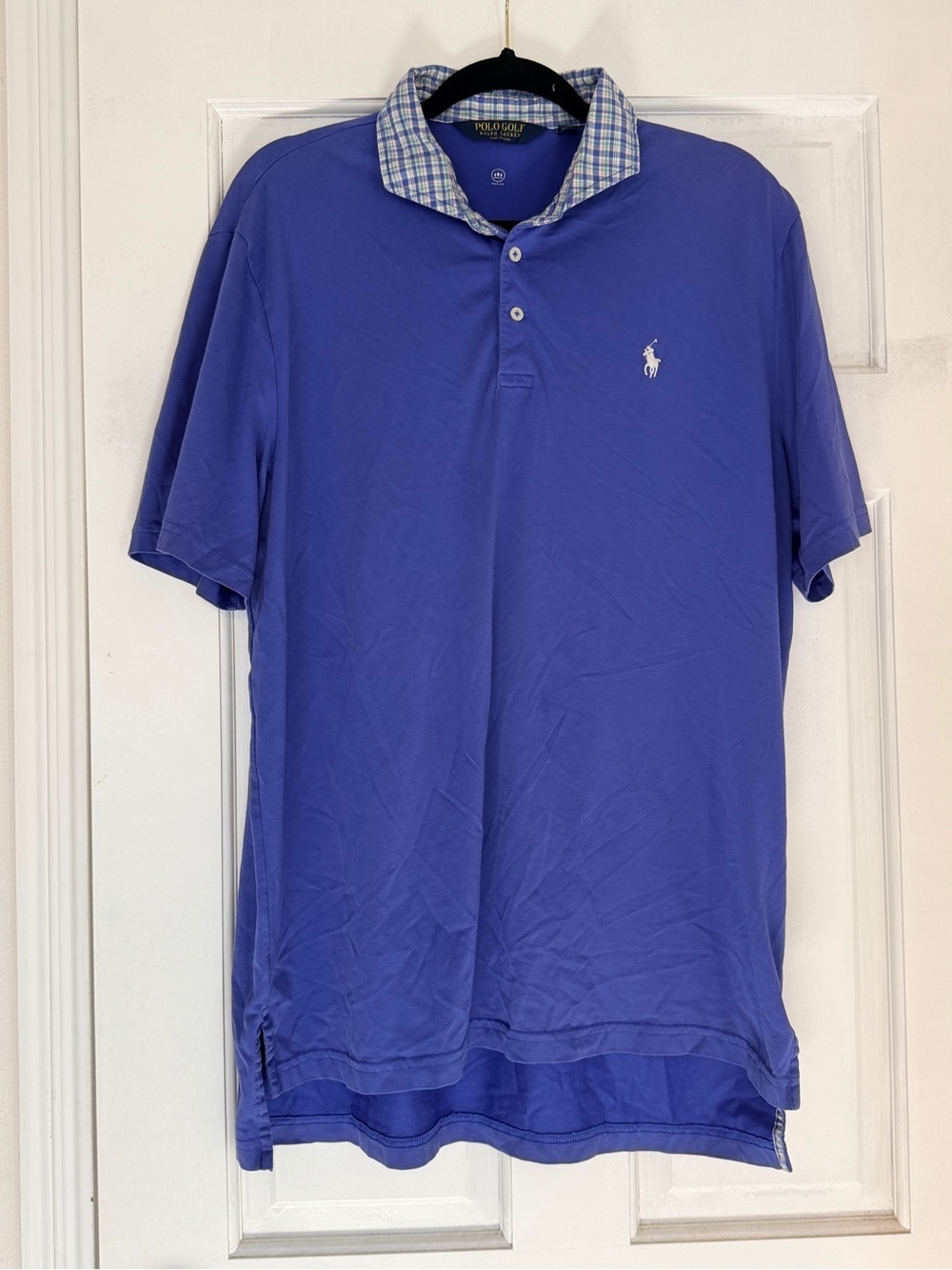 Ralph Lauren Polo Golf Men’s Short-Sleeve Polo in Blue with Plaid Collar